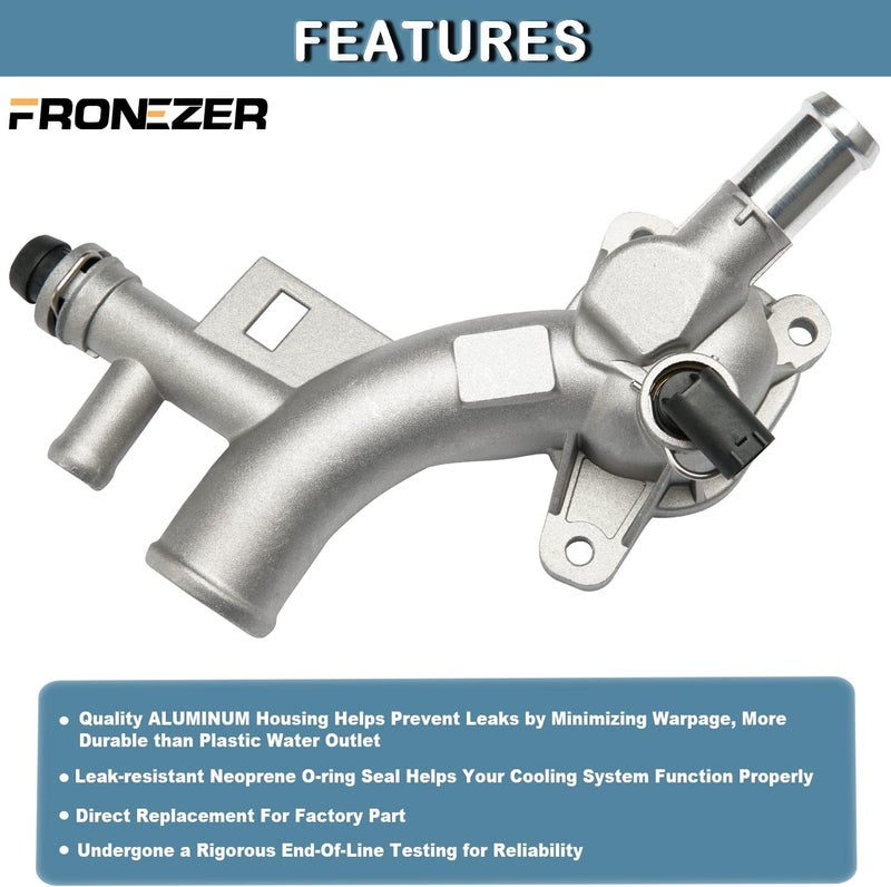 FRONEZER Aluminum Engine Coolant Thermostat Housing Water Outlet Kit with Coolant Reservoir Inlet Hose Compatible with 2011-2021 Chevy Cruze Sonic Trax, Buick Encore 1.4L Replaces 25193922, 902-846, 13251447 - Image 2